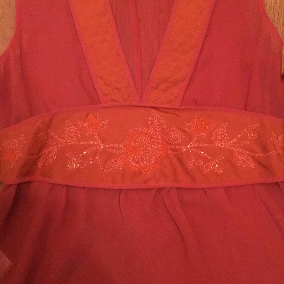 🍂🍁 Fall Vintage H&M Orange Chiffon Embellished Top Sz 6 - Picture 6 of 8